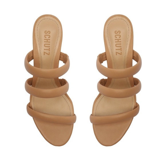 SCHUTZ Shoes - NWOB Schutz Women’s Olly Mid Block Nappa Leather Sandals in Honey Beige size 10